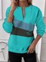 Women's Half Zip Sweatshirt Pattern Stripe Casual Commuter
