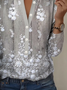 Regular Tops Floral Pattern Everyday Open Front Long Sleeve T-Shirt