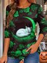 Halloween Women's Abstract Vintage Long Sleeve Crew Neck T-Shirt