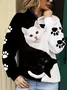 Regular Tops Daily Animal Print Autumn and Winter Long Sleeve Hooded Sweatshirt