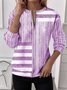 Women's Half Zip Sweatshirt Pattern Stripe Casual Commuter