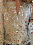 Regular Tops Floral Pattern Everyday Open Front Long Sleeve T-Shirt