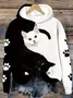 Regular Tops Daily Animal Print Autumn and Winter Long Sleeve Hooded Sweatshirt