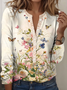 Regular Tops Floral Pattern Everyday Open Front Long Sleeve T-Shirt