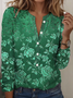 Regular Tops Floral Pattern Everyday Open Front Long Sleeve T-Shirt