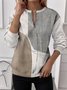 Women's Half-Zip Sweatshirt Striped Patchwork Pattern Casual Commuting