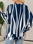 Women's Half Zip Sweatshirt Pattern Stripe Casual Commuter