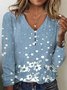 Women's Long Sleeve T-shirt Spring/Fall Red Geometric Printing V Neck Daily Going Out Vintage Top
