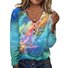 Women's Long Sleeve T-shirt Spring/Fall Red Geometric Printing V Neck Daily Going Out Vintage Top
