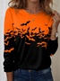 Halloween Women's Abstract Vintage Long Sleeve Crew Neck T-Shirt