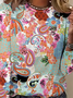 Regular Tops Daily Print Spring and Autumn Long Sleeve Round Neck T-Shirt