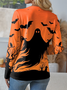Halloween Women's Abstract Vintage Long Sleeve Crew Neck T-Shirt
