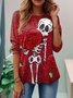 Halloween Women's Abstract Vintage Long Sleeve Crew Neck T-Shirt