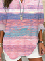 Women's Long Sleeve Blouse Spring/Fall Pink Abstract Printing Cotton-Blend V Neck Daily Going Out Casual Top
