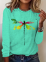 Regular Tops Daily Print Spring and Autumn Long Sleeve Round Neck T-Shirt