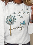 Regular Tops Daily Print Spring and Autumn Long Sleeve Round Neck T-Shirt