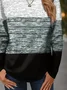 Women's Long Sleeve T-shirt Spring/Fall Gray Multicolor Block Printing Jersey Crew Neck Daily Going Out Casual Top
