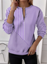 Women's Half Zip Sweatshirt Pattern Stripe Casual Commuter