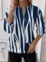 Women's Half Zip Sweatshirt Pattern Stripe Casual Commuter