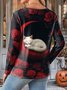Halloween Women's Abstract Vintage Long Sleeve Crew Neck T-Shirt