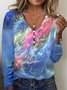 Women's Long Sleeve T-shirt Spring/Fall Red Geometric Printing V Neck Daily Going Out Vintage Top