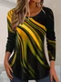 Women's Long Sleeve T-shirt Spring/Fall Red Abstract Printing Jersey Crew Neck Daily Going Out Casual Top