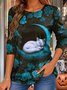 Halloween Women's Abstract Vintage Long Sleeve Crew Neck T-Shirt