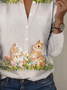 Regular Tops Floral Pattern Everyday Open Front Long Sleeve T-Shirt