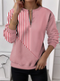 Women's Half Zip Sweatshirt Pattern Stripe Casual Commuter