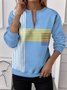 Women's Half-Zip Sweatshirt Striped Patchwork Pattern Casual Commuting