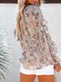 Women's Long Sleeve Shirt Spring/Fall Green Floral Split Joint V Neck Balloon Sleeve Daily Going Out Casual Top