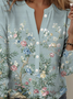 Regular Tops Floral Pattern Everyday Open Front Long Sleeve T-Shirt
