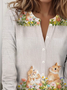 Regular Tops Floral Pattern Everyday Open Front Long Sleeve T-Shirt