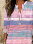 Women's Long Sleeve Blouse Spring/Fall Pink Abstract Printing Cotton-Blend V Neck Daily Going Out Casual Top