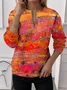 Women's Half-Zip Sweatshirt Striped Patchwork Pattern Casual Commuting