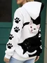 Regular Tops Daily Animal Print Autumn and Winter Long Sleeve Hooded Sweatshirt