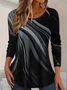 Women's Long Sleeve T-shirt Spring/Fall Red Abstract Printing Jersey Crew Neck Daily Going Out Casual Top