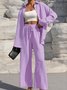 Women's Split Joint Plain Daily Going Out Two-Piece Set Apricot Casual Spring/Fall Top With Pants Matching Set