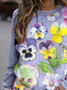 Casual Printing Floral Crew Neck Sweatshirt