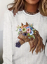 Regular Women's Casual Commuter Round Neck Long Sleeve T-Shirt