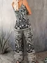 Cotton Geometric Pants