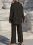 Women's Split Joint Plain Daily Going Out Two-Piece Set Apricot Casual Spring/Fall Top With Pants Matching Set