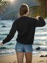 Women's Casual Floral Print Crew Neck Sweater
