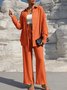 Women's Split Joint Plain Daily Going Out Two-Piece Set Apricot Casual Spring/Fall Top With Pants Matching Set