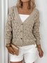 V Neck Casual Cotton Plain Sweater