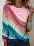 Women's Gradient Graphic Textured T-Shirt Vintage Style