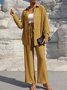 Women's Split Joint Plain Daily Going Out Two-Piece Set Apricot Casual Spring/Fall Top With Pants Matching Set