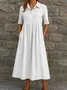 Linen Plain Shirt Collar Casual Dress With No