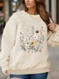 Women's Casual Floral Print Crew Neck Sweater