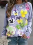 Casual Printing Floral Crew Neck Sweatshirt